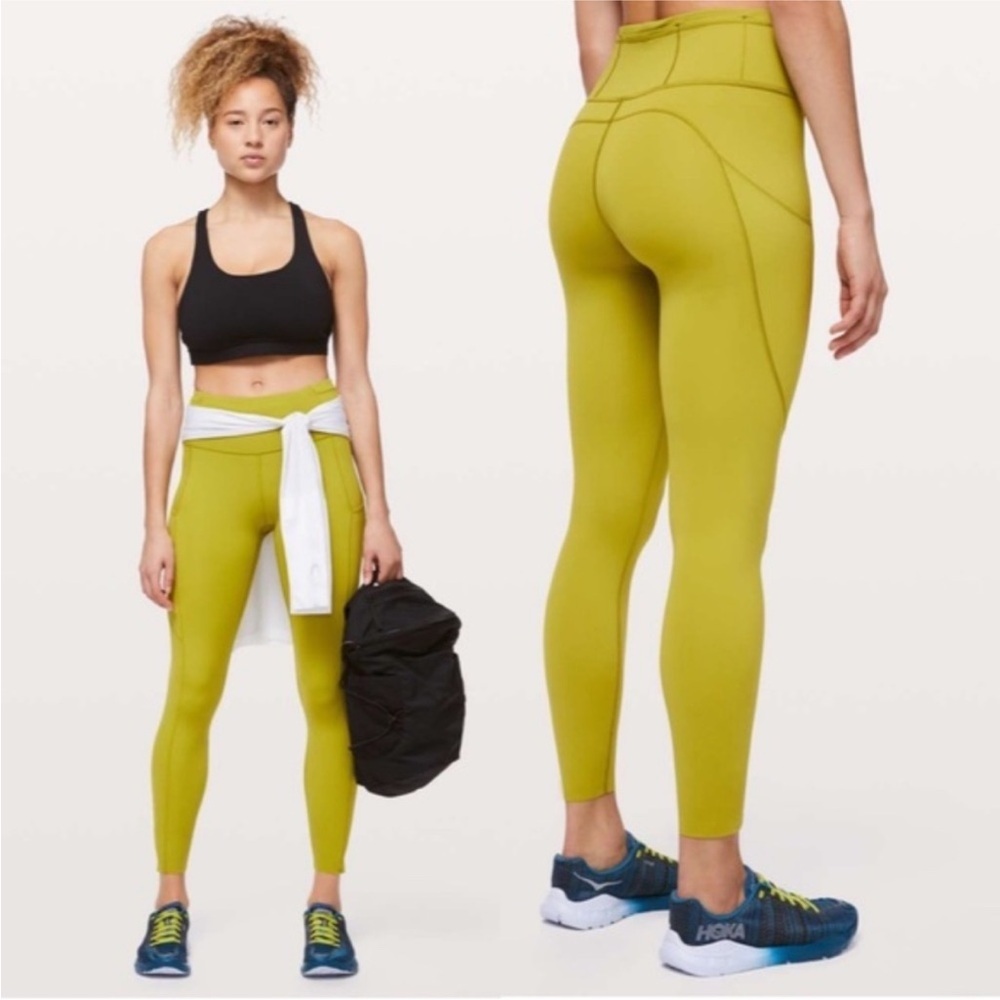 Lululemon Fast and Free Tight II 25" *Non-Reflective Nulux Golden Lime Sz 12